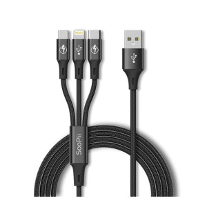 3 in 1 Apple iPhone Micro and Type C Fast Charging Data Cable