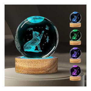 3D Crystal Ball Solar System Lamp with 16 Colors LED Base