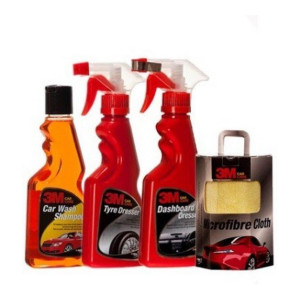 3M Car Care Combo Kit with Shampoo, Tyre Dresser, Dashboard & Cloth