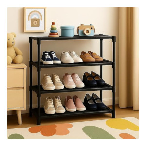 4 Tier Folding Shoe Rack with Shelf & Organizer