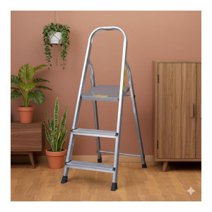 Aardwolf Quickfit Step Aluminium Ladder with Non-Slip Platform, 150 kg Load Capacity (3 Step)