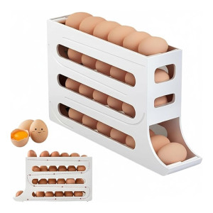 Accohom 30 Eggs Tray Storage Box Automatic Roller Organizer