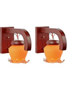 Deal AFAST Dark Red Wooden Pendant Wall Lamp Pack of 2 Rs. 186