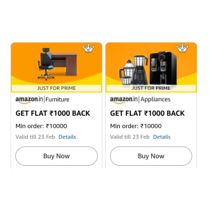 Flat ₹1000 Cashback on Appliances & Furniture Orders