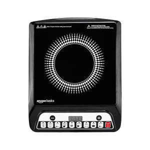 Amazon Basics 1600W Induction Cooktop with 7 Pre-Set Menus, LED Display & Smart Push Buttons