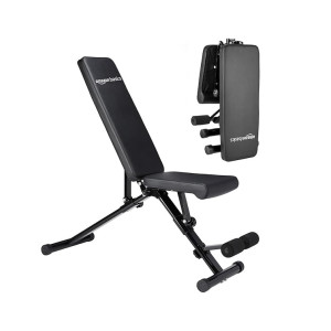 Amazon Basics 15-Level Adjustable & Foldable Gym Bench with Leg Support, 350kg Load Capacity