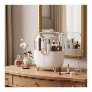 Amazon Basics Cosmetic Storage Box with LED Mirror