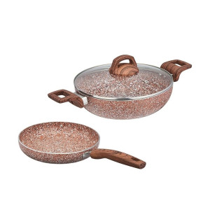 amazon basics Granite Finish Non-Stick Induction Cookware Set of 2