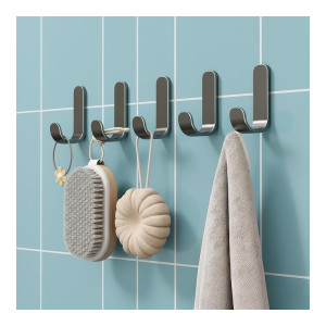 amazon basics Strong Adhesive Seamless Reusable Carbon Steel Wall Hook for Bathroom and Kitchen