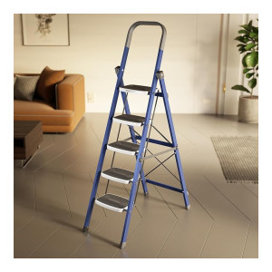 Amazon Basics Super Clamber Non-Trip Flat-Foldable 5-Step Ladder with Anti-Skid Steps