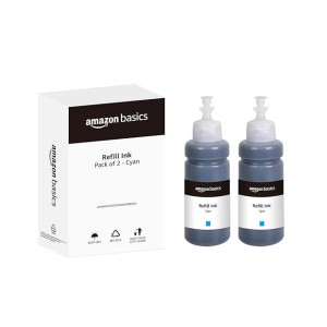 amazon basics T664 Refill Ink Bottle (Dual Pack, 70ml, Cyan) for Epson Printers