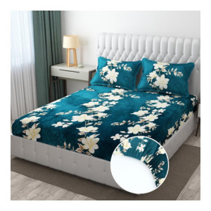 Apni Dukan Woolen King Fitted Bedsheet 350 TC Printed