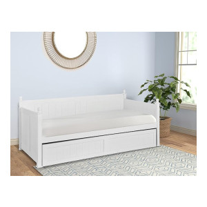 APRODZ Solid Wood Acton Daybed with Trundle Bed White Finish