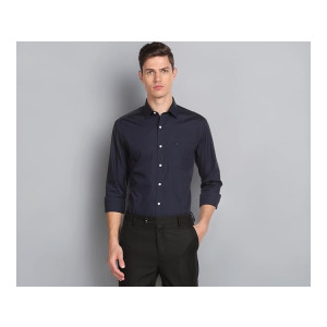 Arrow Men’s Solid Full Sleeve Slim Fit Cutaway Collar Cotton Formal Shirt