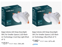 Bajaj LED Downlights Upto 81% Off Starting From Rs.131