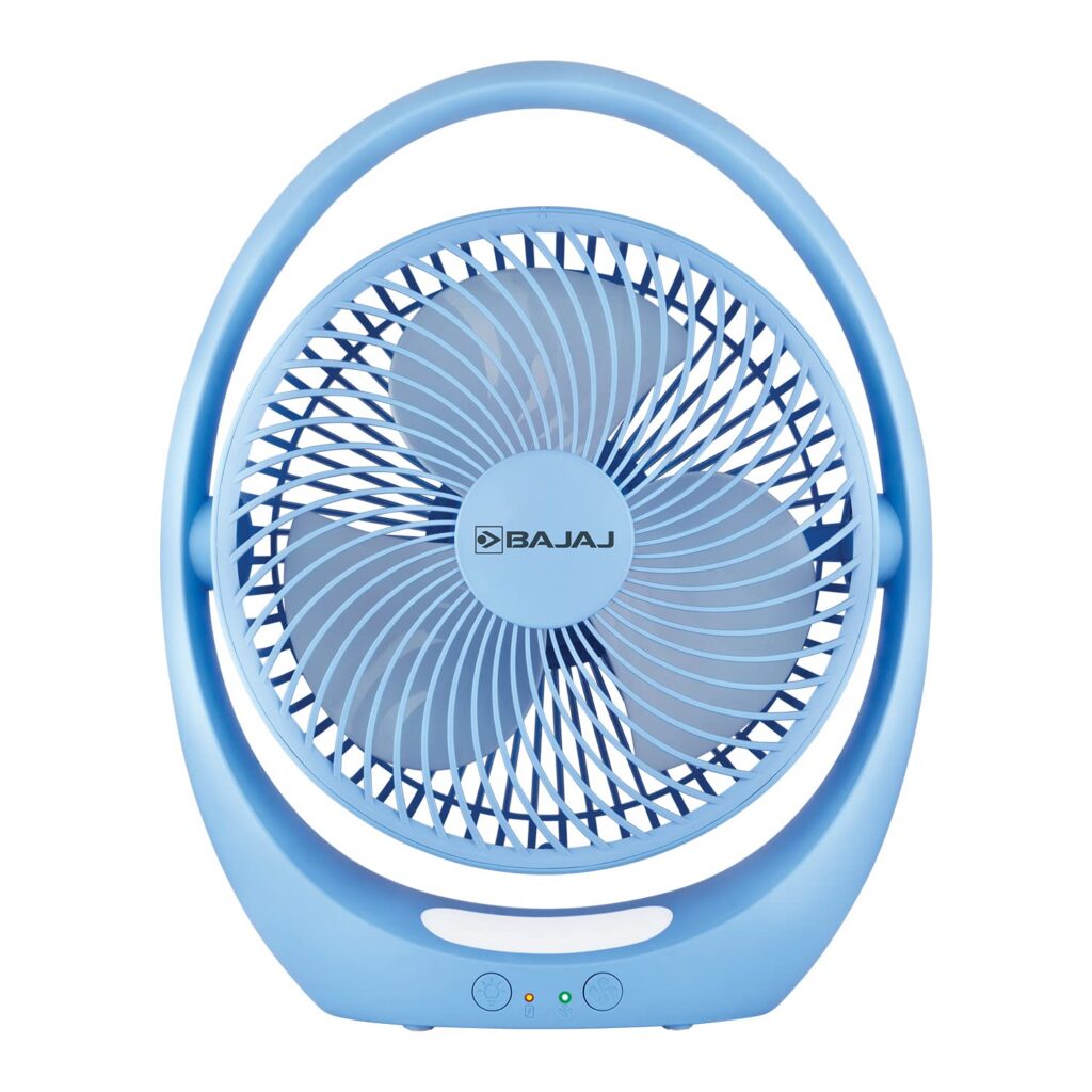Bajaj Pygmy Mini Fan 178MM with LED Rechargeable USB Blue Rs. 1430