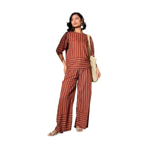 barcino Women Rust Set of Top & Palazzo Pants