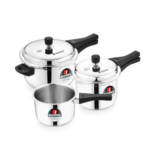 Bergner Sorrento Stainless Steel Pressure Cooker Set (5L, 2L, 3L) with Triply Induction Base