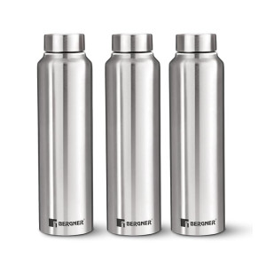 Bergner Walking Stainless Steel Water Bottles with Screw Cap, Rustproof, Airtight & Leakproof