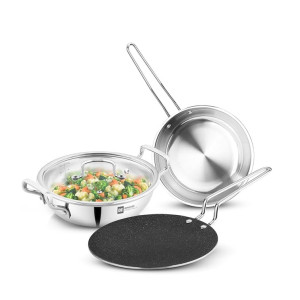Bergner BE Essentials TriPly 4 Pcs Stainless Steel Cookware Set