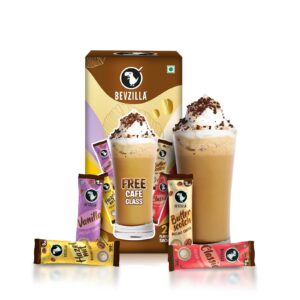 Bevzilla Coffee Sachets Box Butterscotch Classic French Vanilla & Turkish Hazelnut Flavors Rs. 239