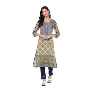 BIBA Women Rayon Straight Fit Printed Kurta