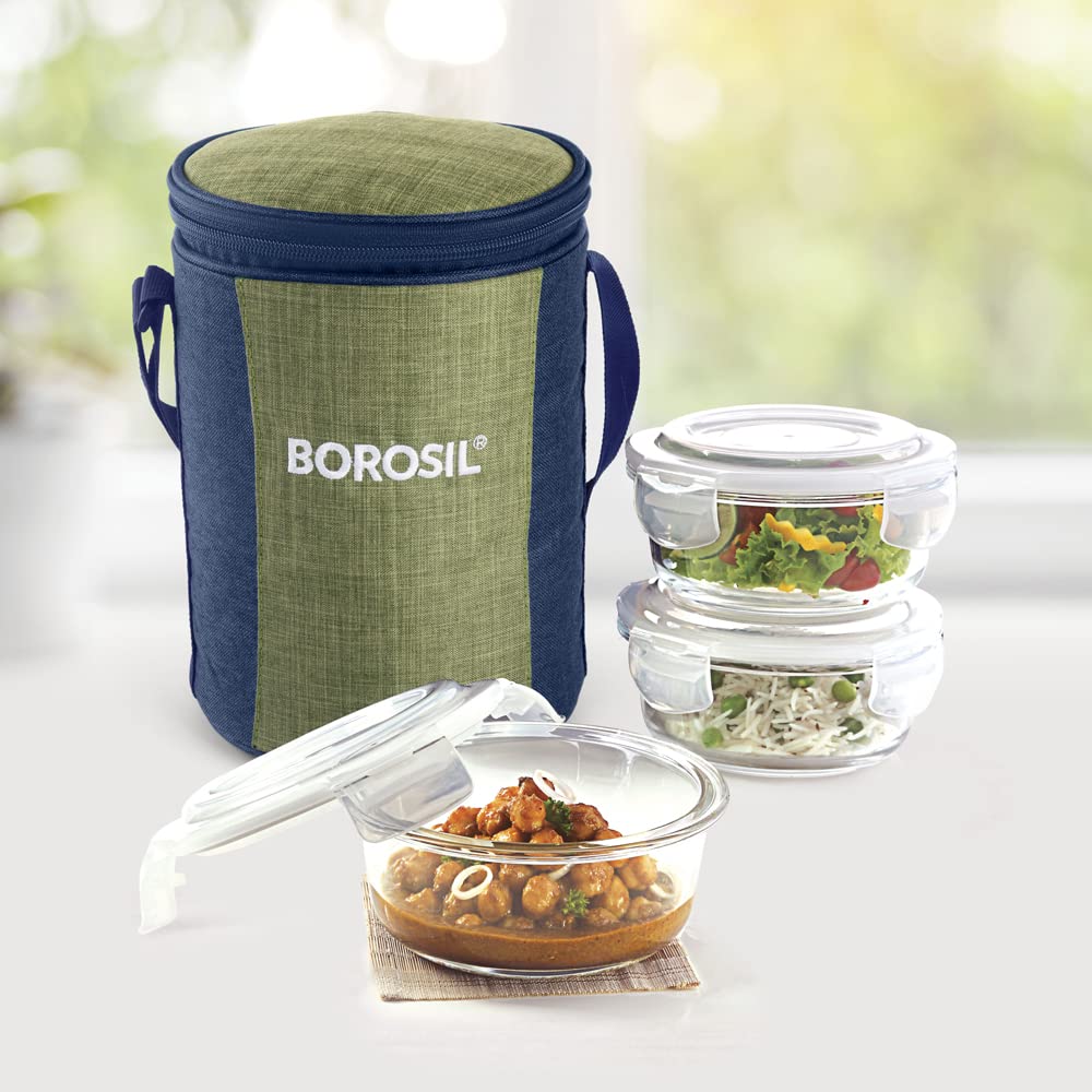 Borosil Ace Lunchbox Set 3pc Round Containers Rs. 649