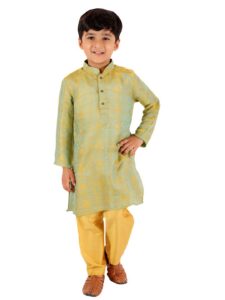 Deal Boys Pink and Gold Silk Kurta Pyjamas Rs. 318