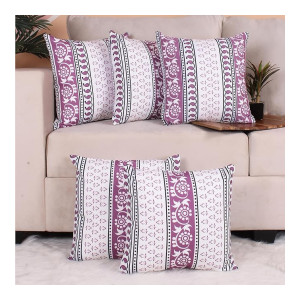 Brick Home Block Print Cushion Cover Set of 5
