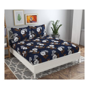 BSB HOME 120 TC Double Abstract Printed Bedsheet with 2 Pillow Covers