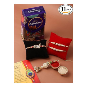 Cadbury 4 Rakhi Combo for Brother Bhabhi Kids with Celebration Chocolate Gift Pack