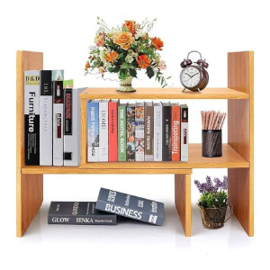 Callas Adjustable Wood Desktop Storage Organizer Shelf Rack for Spice, Books & Decor