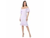 Campus Sutra Lilac Puff Sleeve Dress for Women