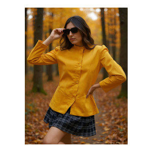 Campus Sutra Mandarin Collar Single-Breasted Blazer