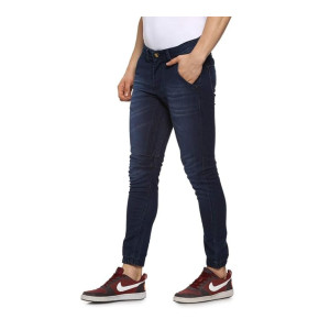 Campus Sutra Men Classic Blue Dark Washed Textured Regular Fit Denim Jeans