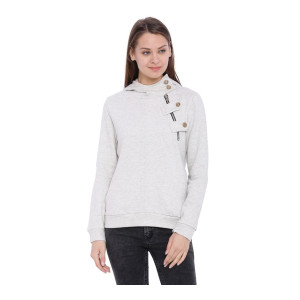 Campus Sutra Women’s High Neck Side Button Hoodie