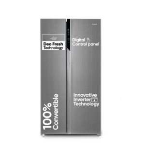 Candy 602 L Side by Side Refrigerator (Shiny Steel)