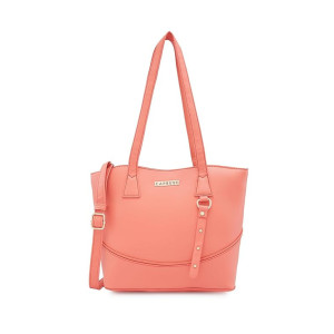 Caprese Nancy Tote Large Coral Bag for Women with Multiple Pockets and Adjustable Strap