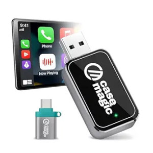 CaseMagic 2-in-1 Wireless Car Receiver – Converts Wired CarPlay & Android Auto to Wireless with Bluetooth 5.0+5GHz WiFi