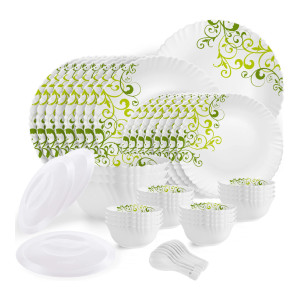 Cello 47-Piece Opalware Dazzle Oleander Dinner Set