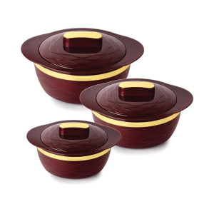 Cello Gold Crust Insulated Casserole Set of 3 (500ml, 1000ml, 1500ml)
