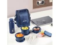 Cello Lunch Box Set of 5 Blue Microwave Safe Containers & Bottle Rs. 600