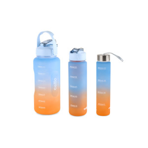 Cello Motivational Gym Colourblock BPA Free Water Bottle Set