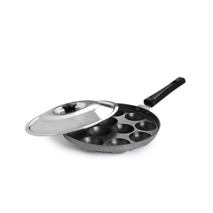 CELLO Non-Stick 12 Cavity Appam Patra with Stainless Steel Lid