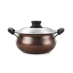 CELLO Non Stick Induction Compatible Gravy/Biryani Handi with Stainless Steel Lid, 1.5 LTR