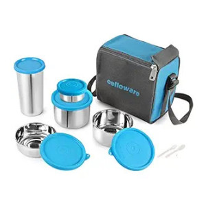 CELLO Steelox Stainless Steel Lunch Box Set with Bag