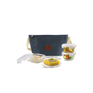 Cello Transparent Glass Microwave Safe Lunch Box Set