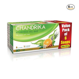 Chandrika Glycerine Ayurveda Gel Bar with Jojoba Oil (Pack of 6)