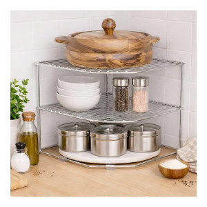 CHHAAP Stainless Steel 2 Level Multipurpose Corner Kitchen Storage Rack