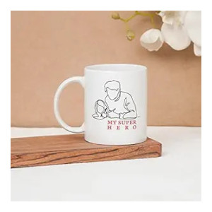 Clay Craft Ceramic Microwave Safe Coffee Mug for Gift to Father Brother Elders 300 ml, My Superhero
